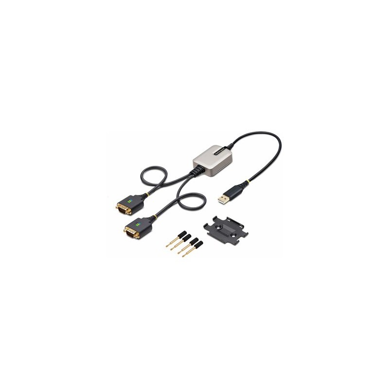StarTech.com 2ft (60cm) 2-Port USB to Serial Adapter Cable, Interchangeable DB9 Screws/Nuts, COM Retention, USB-A to DB9 RS232