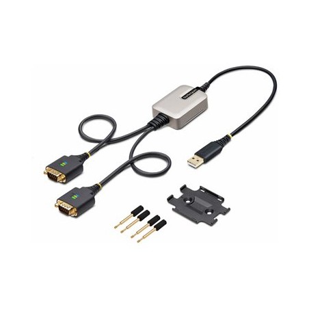 StarTech.com 2ft (60cm) 2-Port USB to Serial Adapter Cable, Interchangeable DB9 Screws/Nuts, COM Retention, USB-A to DB9 RS232