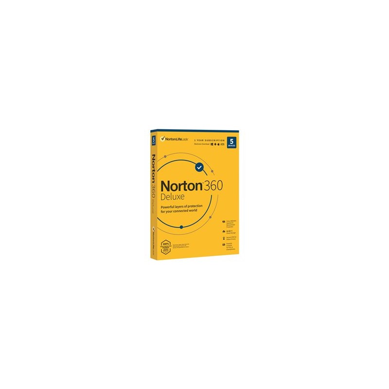 Norton 360 Deluxe - Pro Tech Data - licence na předplatné (1 rok) - 5 zařízení, cloudové úložiště 50 GB - stažení - ESD - Win