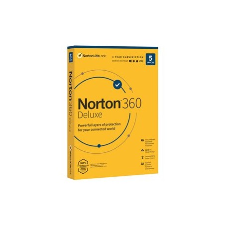 Norton 360 Deluxe - Pro Tech Data - licence na předplatné (1 rok) - 5 zařízení, cloudové úložiště 50 GB - stažení - ESD - Win