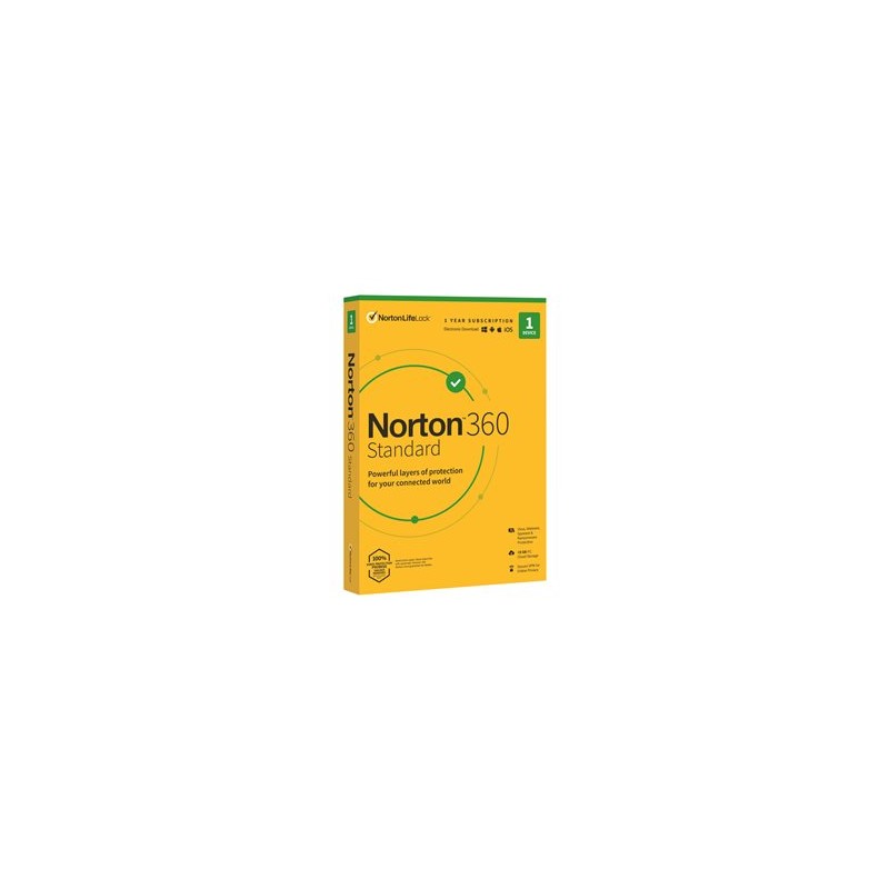 Norton 360 Standard - Pro Tech Data - licence na předplatné (1 rok) - 1 zařízení, cloudové úložiště 10 GB - stažení - ESD