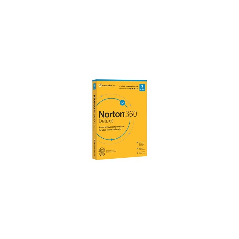 Norton 360 Deluxe - Pro Tech Data - licence na předplatné (1 rok) - 3 zařízení, cloudové úložiště 25 GB - stažení - ESD - Win