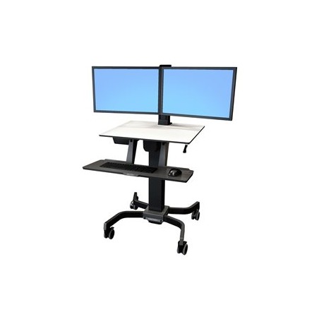 Ergotron WorkFit-C Dual - Sedící/stojící pracovní stanice - mobilní - hranatý - šedá - černá základna
