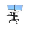 Ergotron WorkFit-C Dual - Sedící/stojící pracovní stanice - mobilní - hranatý - šedá - černá základna