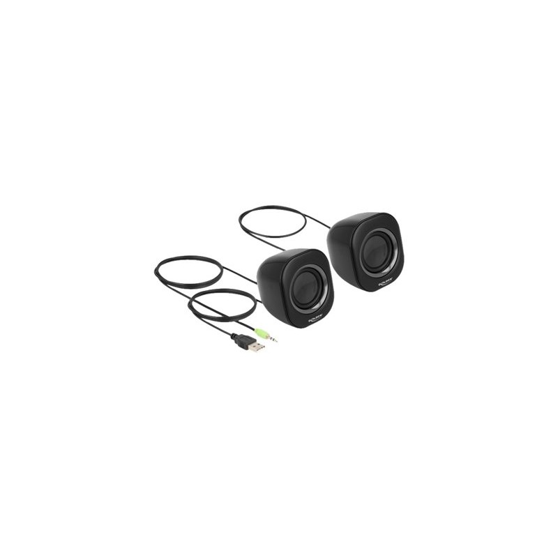 Delock Mini - Reproduktory - pro PC - 2 Watt (celkem) - šedá, černá