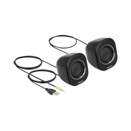 Delock Mini - Reproduktory - pro PC - 2 Watt (celkem) - šedá, černá