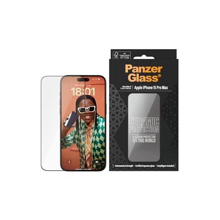 PanzerGlass Ceramic Protection - Ochrana obrazovky pro mobilní telefon - ultraširoký strih s EasyAligner - sklo - barva rámu