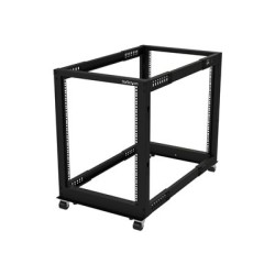 StarTech.com 15U 19" Open Frame Server Rack, 4 Post Adjustable Depth 22-40" Mobile, Free Standing Rolling Network/Computer