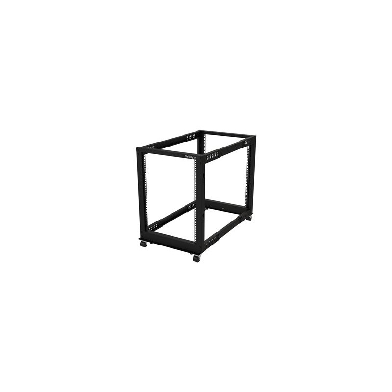 StarTech.com 15U 19" Open Frame Server Rack, 4 Post Adjustable Depth 22-40" Mobile, Free Standing Rolling Network/Computer