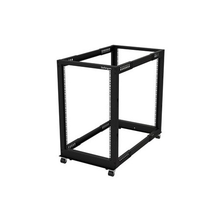 StarTech.com 18U 19" Open Frame Server Rack, 4 Post Adjustable Depth 22-40" Mobile, Free Standing Rolling Network/Computer