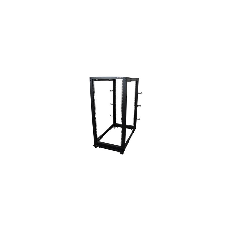 StarTech.com 25U 19" Open Frame Server Rack, 4 Post Adjustable Depth 22-40" Mobile, Free Standing Rolling Network/Computer