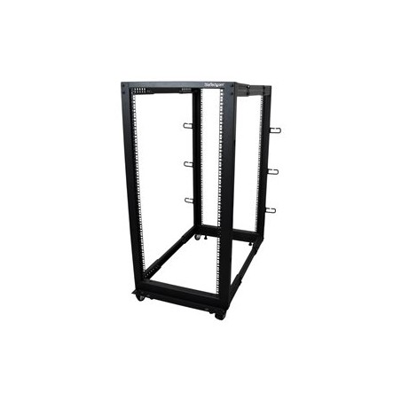 StarTech.com 25U 19" Open Frame Server Rack, 4 Post Adjustable Depth 22-40" Mobile, Free Standing Rolling Network/Computer