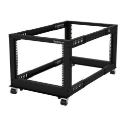 StarTech.com 8U 19" Open Frame Server Rack, 4 Post Adjustable Depth 23-41" Mobile, Free Standing Rolling Network/Computer