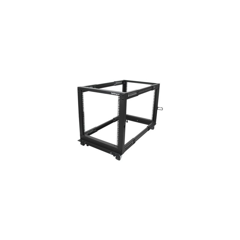 StarTech.com 12U 19" Open Frame Server Rack, 4 Post Adjustable Depth 23-41" Mobile, Free Standing Rolling Network/Computer