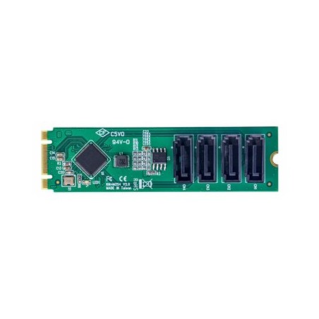 StarTech.com 4-Port M.2 to SATA Adapter Card, M.2 PCIe 3.0 to SATA HDD/SSD Expansion Card, ASM1064 Chipset, M.2 NVMe to 4x