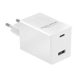 Delock - Síťový adaptér - 48 Watt - 3 A - Fast Charge, PD 3.0 - 2 výstupní konektory (USB, 24 pin USB-C) - bílá