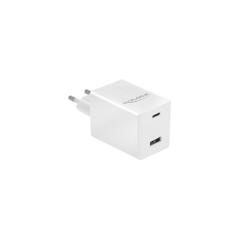 Delock - Síťový adaptér - 48 Watt - 3 A - Fast Charge, PD 3.0 - 2 výstupní konektory (USB, 24 pin USB-C) - bílá