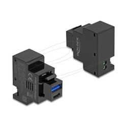 Delock - Zacvakávací modul (keystone) - PD 20 W - USB, USB typu C - 1 zásuvka USB, 1 zásuvka USB-C - 3 A - cerná