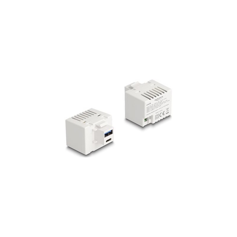 Delock - Sítový adaptér - 20 Watt - 3 A - PD - 2 výstupní konektory (USB typ A, 24 pin USB-C) - bílá
