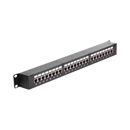 Delock - Patch panel with couplers - CAT 6 - STP - RJ-45 X 24 - černá - 1U - 19"