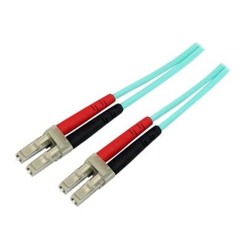 StarTech.com Aqua OM4 Duplex Multimode Fiber - 3m/ 9 ft - 100 Gb - 50/125 - OM4 Fiber - LC to LC Fiber Patch Cable (450FBLCLC3)