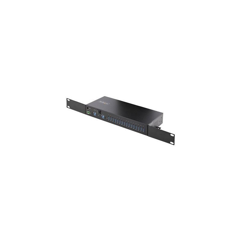 StarTech.com 16-Port Industrial USB 3.0 Hub 5Gbps, Metal, DIN/Surface/Rack Mountable, ESD Protection, Terminal Block Power, up