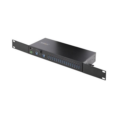 StarTech.com 16-Port Industrial USB 3.0 Hub 5Gbps, Metal, DIN/Surface/Rack Mountable, ESD Protection, Terminal Block Power, up