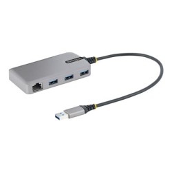 StarTech.com 3-Port USB Hub with Ethernet, 3x USB-A Ports, Gigabit Ethernet RJ45, USB 3.0 5Gbps, Bus-Powered, USB Hub w/ GbE