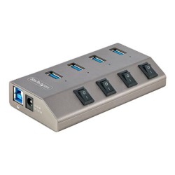 StarTech.com 4-Port Self-Powered USB-C Hub with Individual On/Off Switches, USB 3.0 5Gbps Expansion Hub w/Power Supply
