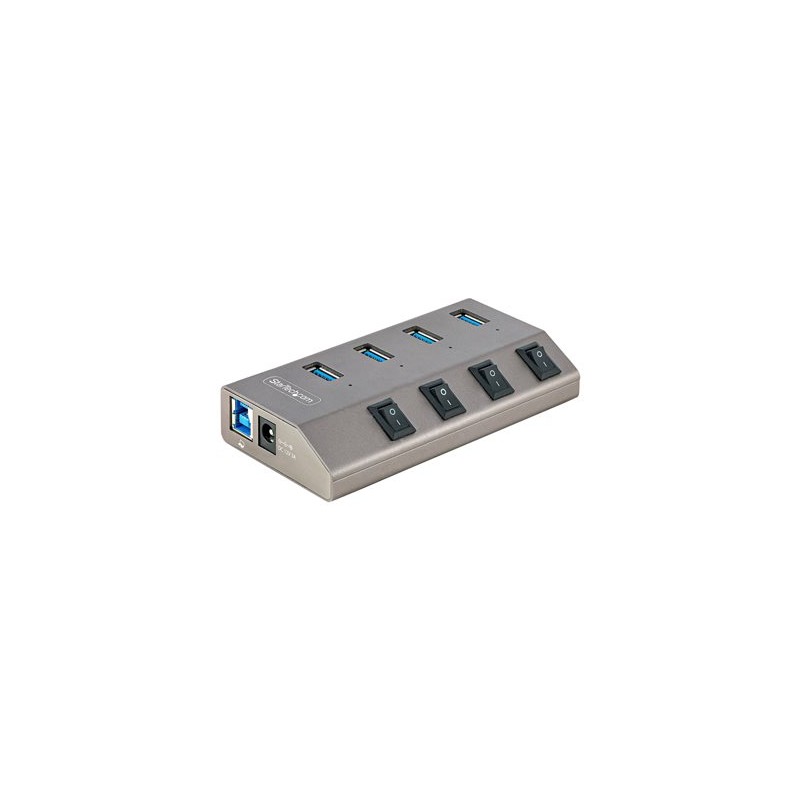 StarTech.com 4-Port Self-Powered USB-C Hub with Individual On/Off Switches, USB 3.0 5Gbps Expansion Hub w/Power Supply