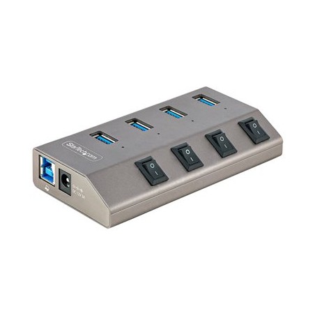 StarTech.com 4-Port Self-Powered USB-C Hub with Individual On/Off Switches, USB 3.0 5Gbps Expansion Hub w/Power Supply