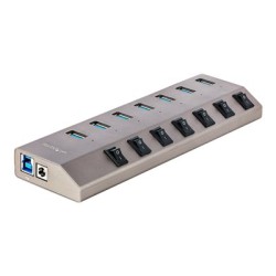 StarTech.com 7-Port Self-Powered USB-C Hub with Individual On/Off Switches, USB 3.0 5Gbps Expansion Hub w/Power Supply