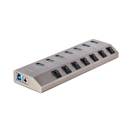 StarTech.com 7-Port Self-Powered USB-C Hub with Individual On/Off Switches, USB 3.0 5Gbps Expansion Hub w/Power Supply