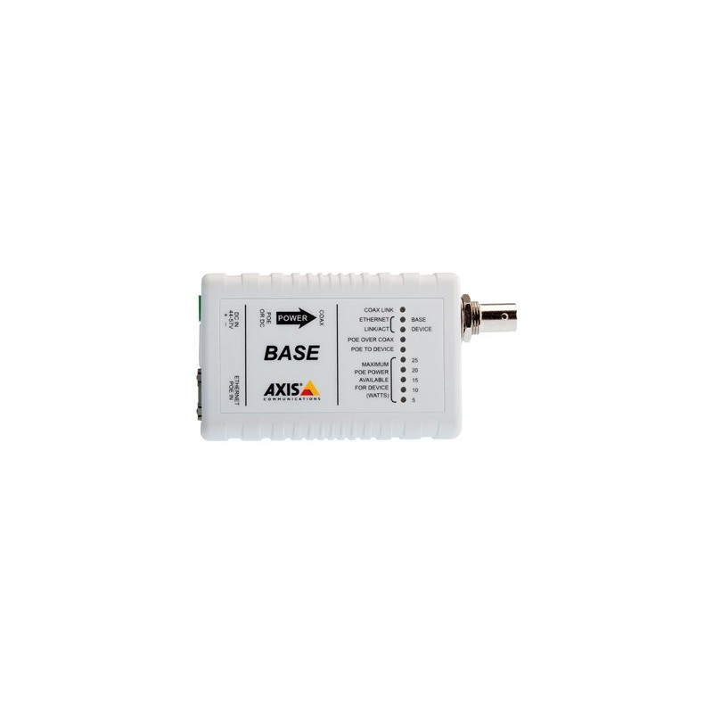 AXIS T8640 Ethernet Over Coax Adaptor PoE+ - Konvertor síťových médií - 100Mb LAN - přes Coax - 10Base-T, 100Base-TX - RJ-45 /