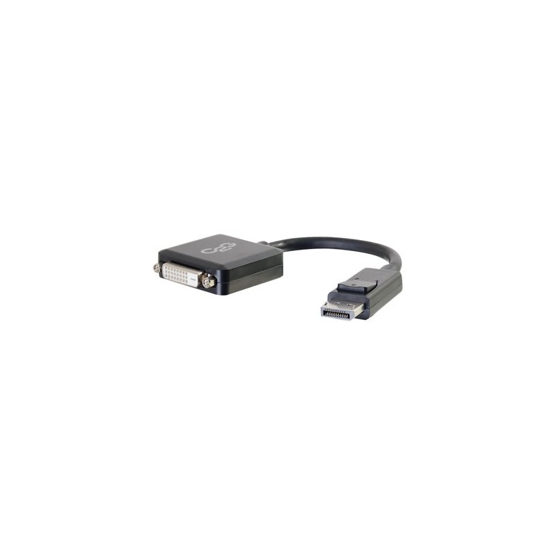 C2G 8in DisplayPort to DVI-D Adapter - DP to DVI D Adapter - Black - M/F - Video adaptér - DisplayPort (M) do DVI-D (F) - černá