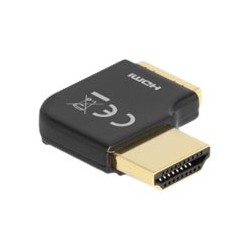 Delock - Adaptér HDMI s ethernetem - HDMI s piny (male) pravoúhlý do HDMI se zdírkami (female) - cerná - podpora 8K60Hz (7680 x