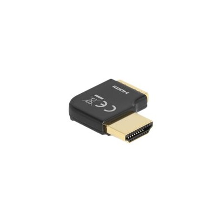 Delock - Adaptér HDMI s ethernetem - HDMI s piny (male) pravoúhlý do HDMI se zdírkami (female) - cerná - podpora 8K60Hz (7680 x