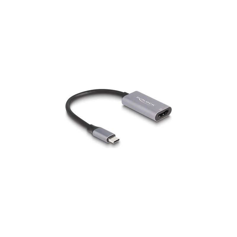 Delock - Ultra High Speed - video adaptér - 24 pin USB-C s piny (male) do HDMI se zdírkami (female) - 15 cm - šedá/cerná
