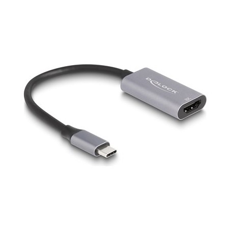 Delock - Ultra High Speed - video adaptér - 24 pin USB-C s piny (male) do HDMI se zdírkami (female) - 15 cm - šedá/cerná