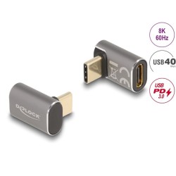 Delock - USB adaptér - 24 pin USB-C (M) úhlový do 24 pin USB-C (F) - USB 3.2 / Thunderbolt 3 / DisplayPort 1.4 - 20 V - 5 A