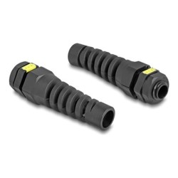 Delock - Tesnící spojka kabelu - M12, ventilace, odlehcení tahu, prachotesné a vodotesné IP68 - cerná, RAL 9005 (balení 2)