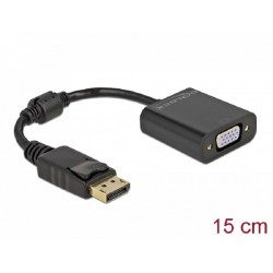 Delock - Video adaptér - DisplayPort (M) s jazýčkem do HD-15 (VGA) (F) šroubovací - DisplayPort 1.2 - 15 cm - pasivní, 1080p