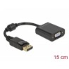 Delock - Video adaptér - DisplayPort (M) s jazýčkem do HD-15 (VGA) (F) šroubovací - DisplayPort 1.2 - 15 cm - pasivní, 1080p