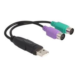 Delock - USB adaptér - USB (M) do PS/2 (F) - 17 cm - cerná