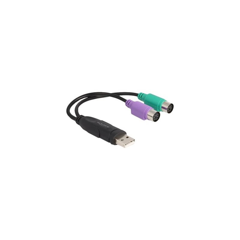 Delock - USB adaptér - USB (M) do PS/2 (F) - 17 cm - cerná