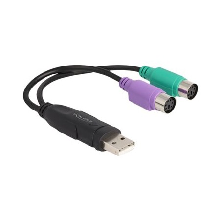 Delock - USB adaptér - USB (M) do PS/2 (F) - 17 cm - cerná