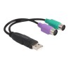 Delock - USB adaptér - USB (M) do PS/2 (F) - 17 cm - cerná