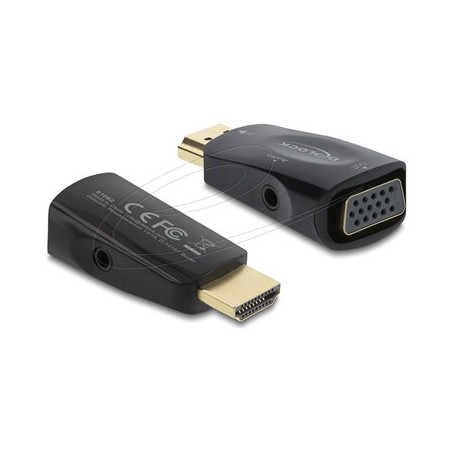 Delock - Video / audio adaptér - HDMI s piny (male) do 15 pin D-Sub (DB-15), mini-phone stereo 3.5 mm se zdírkami (female)