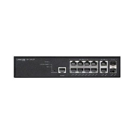 LANCOM GS-2412P - Prepínac - rízený - 8 x 10/100/1000 (PoE+) + 2 x 1 Gigabit SFP + 2 x 10/100/1000 - Lze montovat do rozvadece