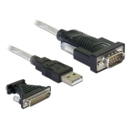 Delock - Sada USB/sériového kabelu - USB / USB 2.0 / EIA-232 - křídlové šrouby - černá, průhledná